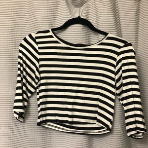 Black and white striped crop top
